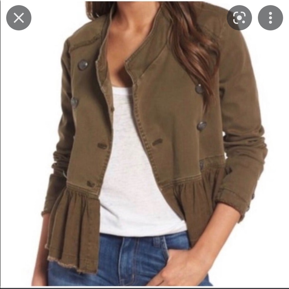 Free People Olive Peplum military jacket